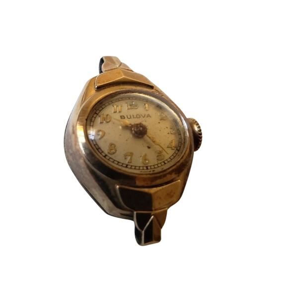 10k rolled gold  1940s plate watch head vintage Bulova - Picture 1 of 13
